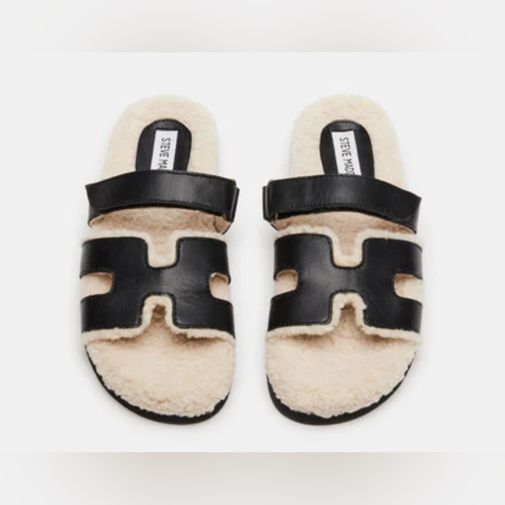 NWT Steve Madden MAYVEN FAUX FUR BLACK LEATHER - Picture 9 of 12